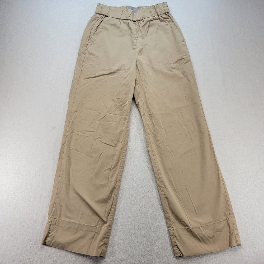 Everlane Wide Leg Pants Women 2 Tan Brown Straight Relaxed Elastic Waist